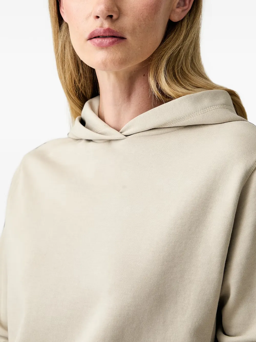 Joop! Hoodie met geborduurd logo en zijsplit Beige