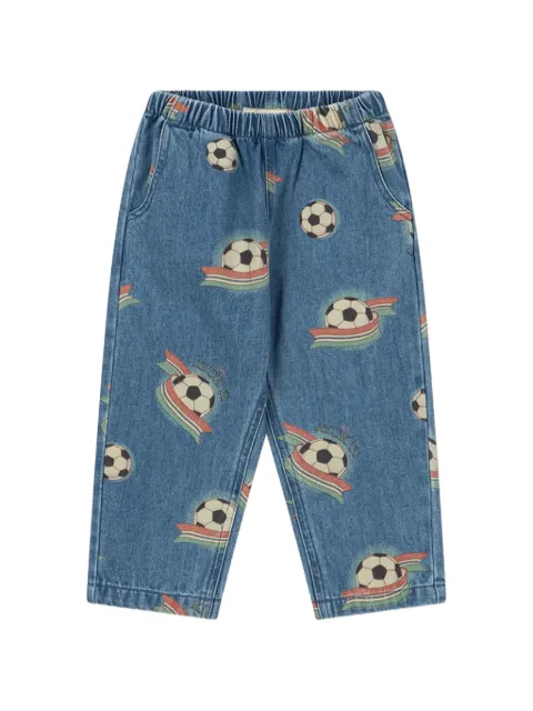 Konges Sløjd Magot football-print elasticated-waist jeans