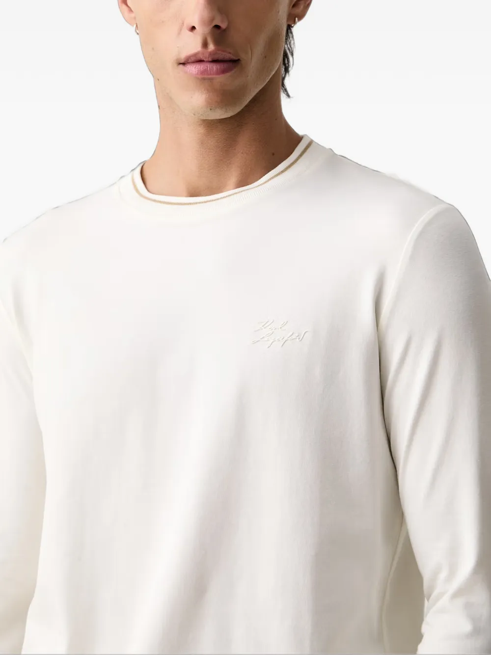 Karl Lagerfeld Top met geborduurd logo en lange mouwen Wit