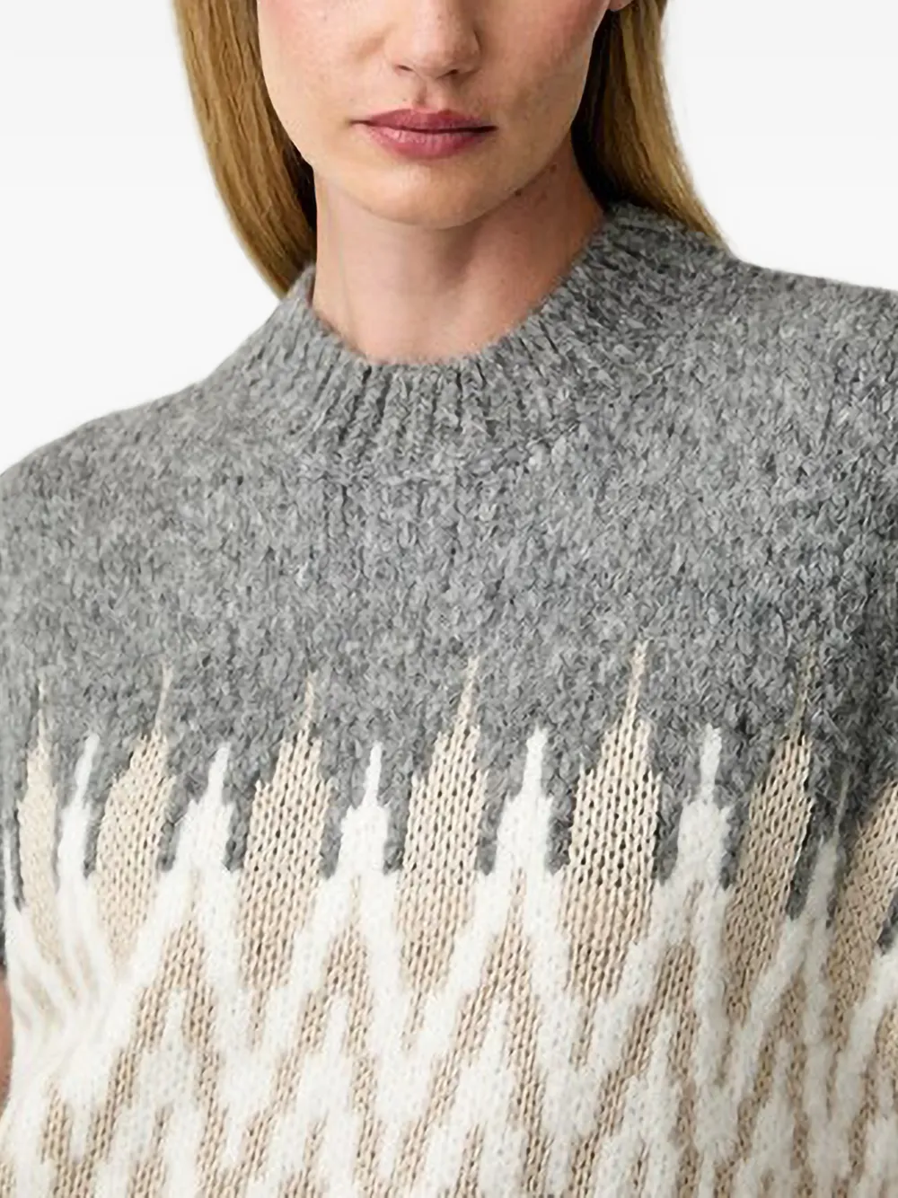 Joop! geometric-pattern short-sleeved sweater Grijs