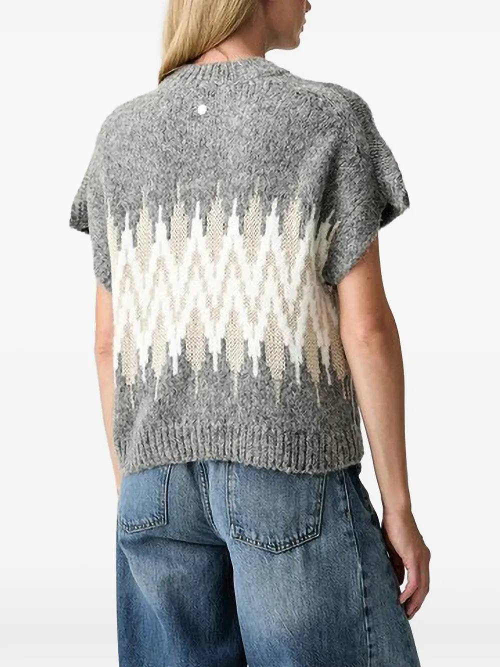 Joop! geometric-pattern short-sleeved sweater Grijs