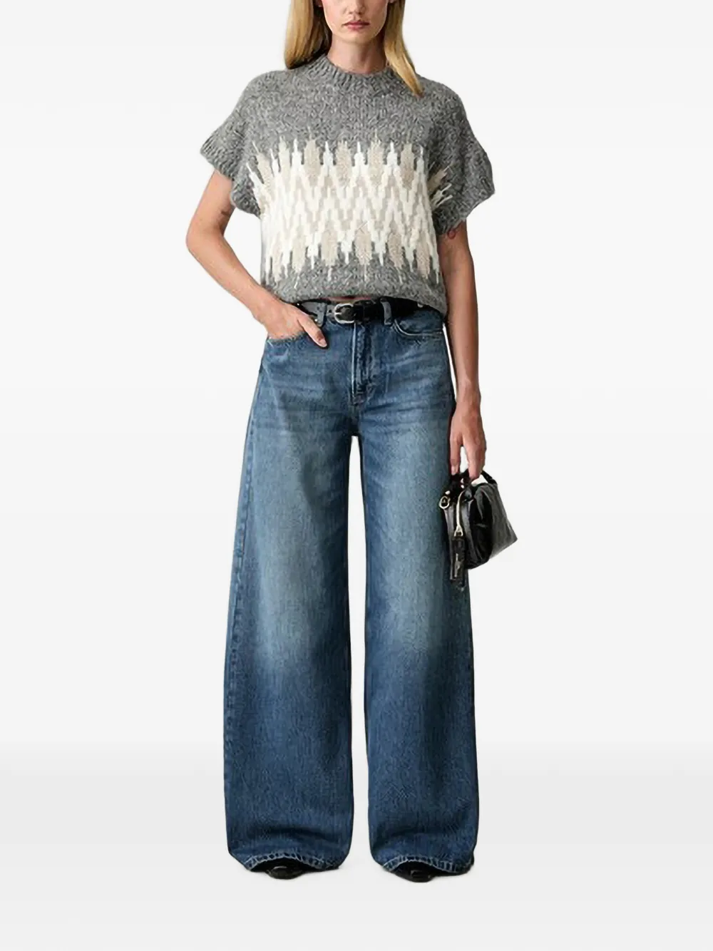 Joop! geometric-pattern short-sleeved sweater Grijs