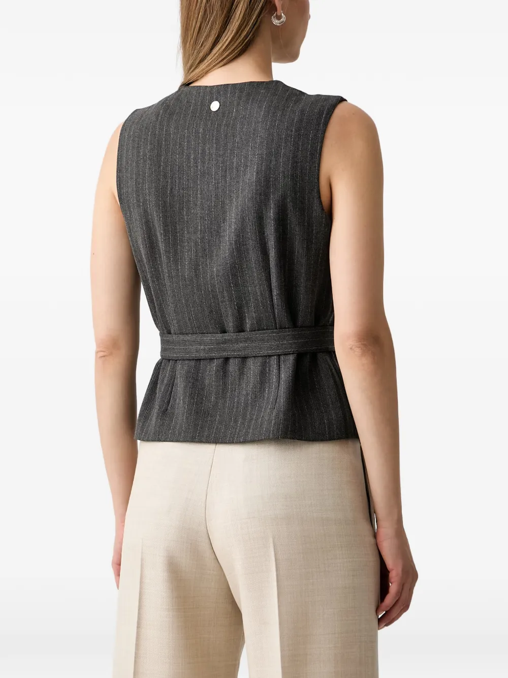 Joop! Gilet met krijtstreep en ceintuur Grijs