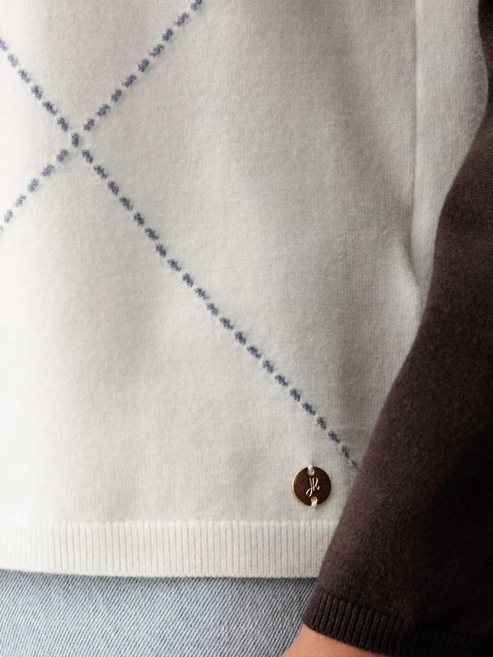 Joseph Ribkoff Trui met argyle-patroon en boothals Bruin