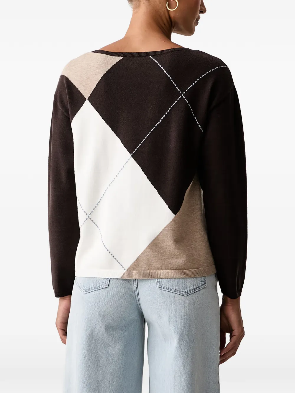 Joseph Ribkoff Trui met argyle-patroon en boothals Bruin