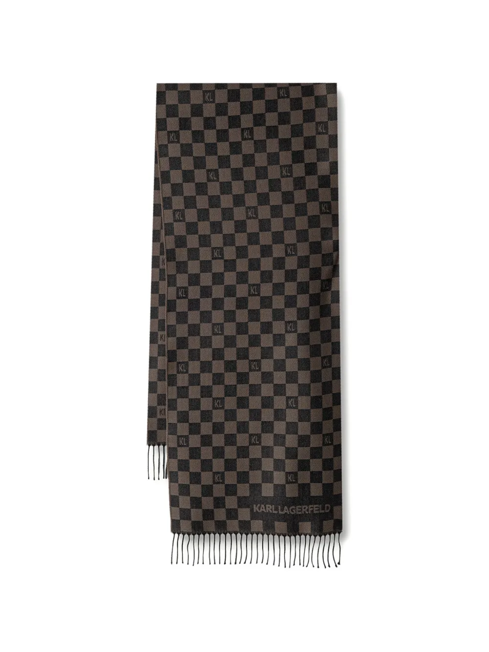 Karl Lagerfeld checkerboard logo-intarsia scarf - Marrone