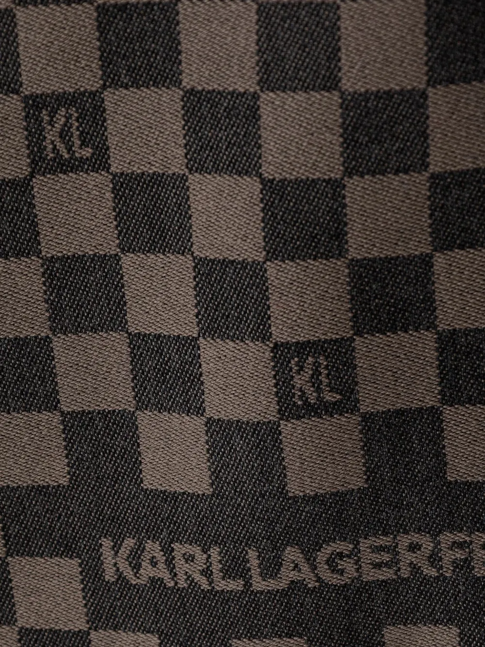 Karl Lagerfeld Geruite sjaal met logo-intarsia Bruin