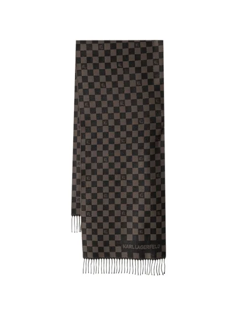 Karl Lagerfeld checkerboard logo-intarsia scarf