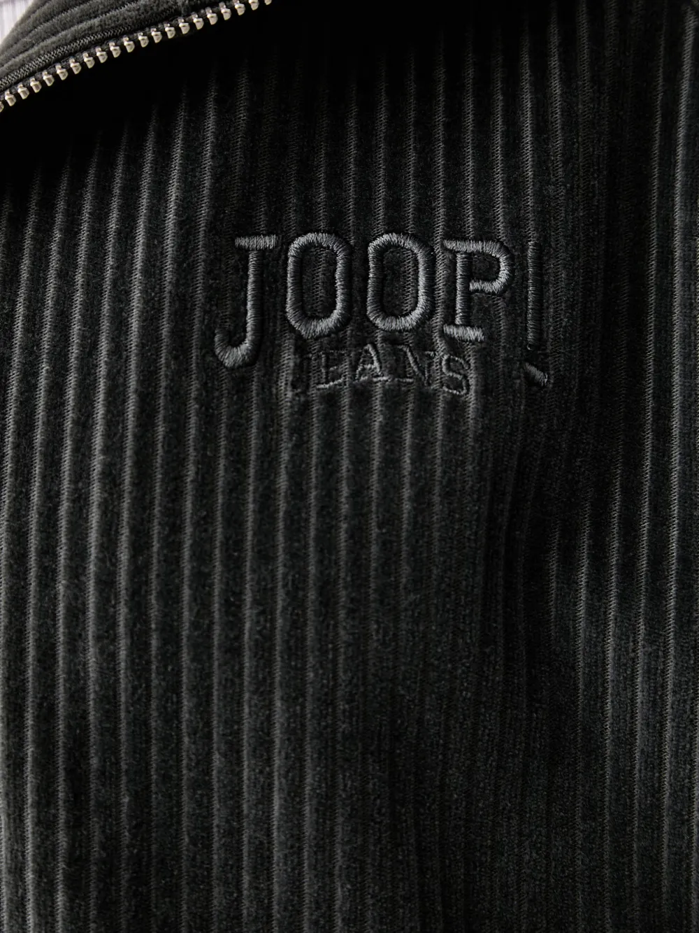 Joop! ribbed-knit zip-up hoodie Grijs