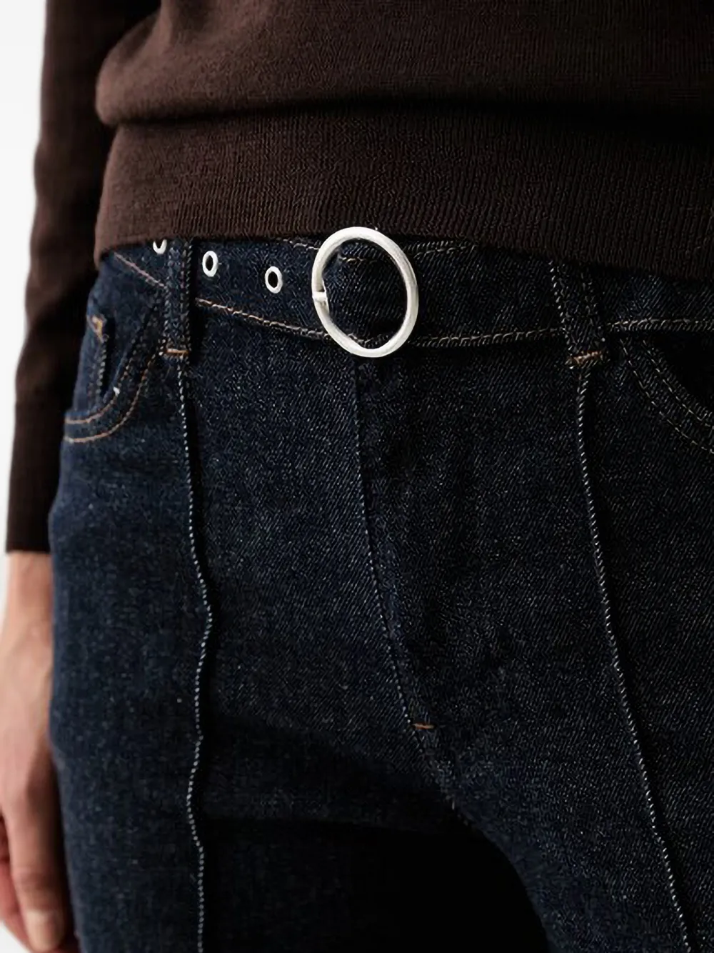 Joop! Jeans met ingestikte plooien en ceintuur Blauw
