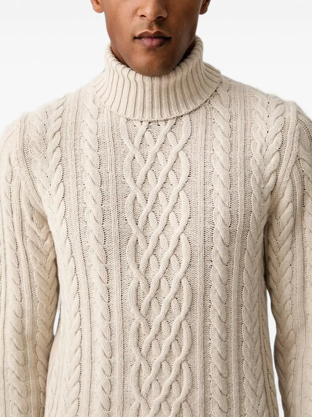 Joop! cable-knit roll-neck sweater Beige