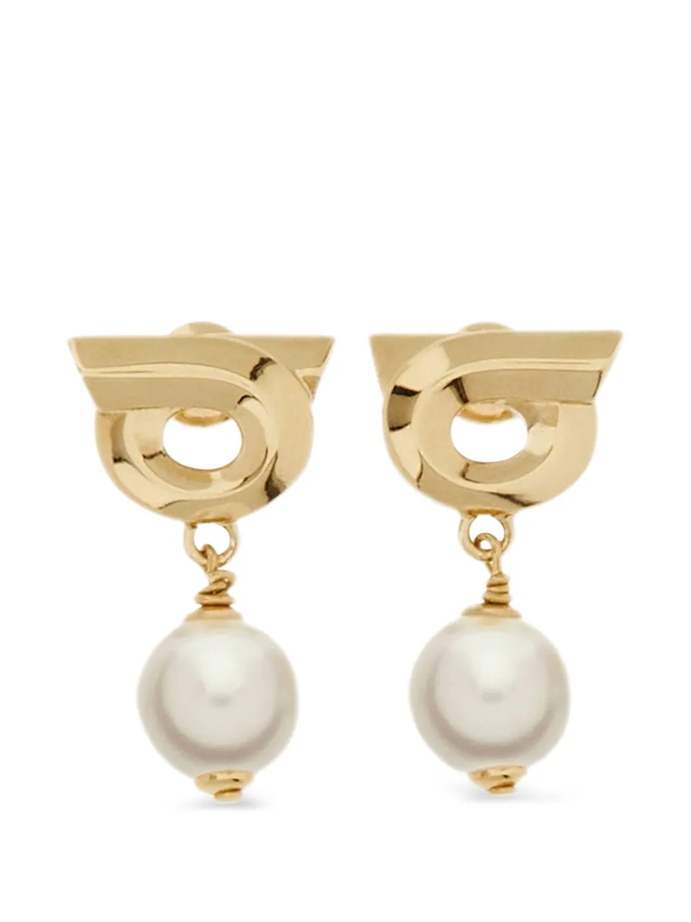 Ferragamo Gancini earrings with synthetic pearls - Oro
