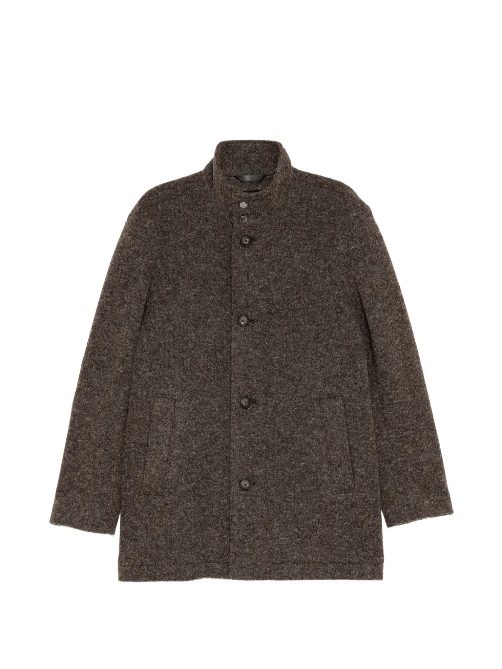 BOSS Cappotto in jersey italiano mélange - Marrone