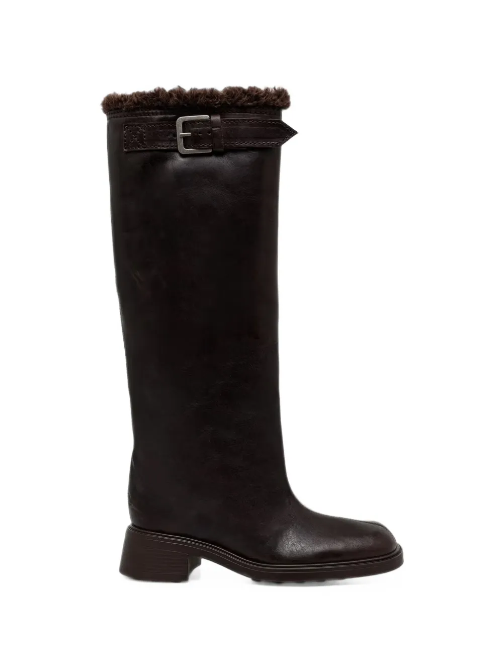 Miista Ross buckle-detail shearling-trim boots Bruin