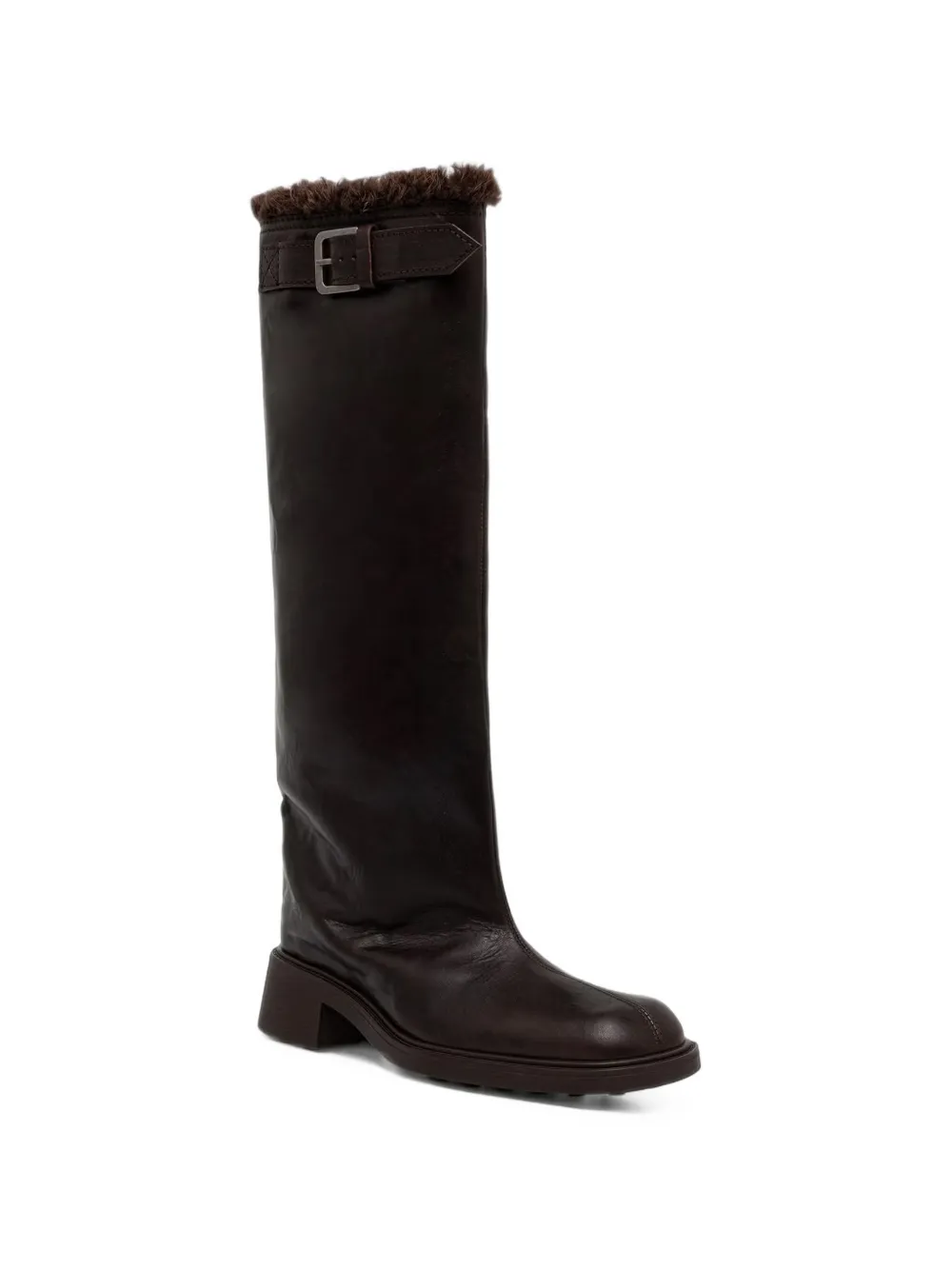 Miista Ross buckle-detail shearling-trim boots Bruin