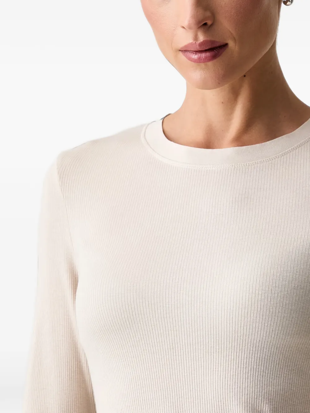 Marc O'Polo Ribgebreid T-shirt Beige