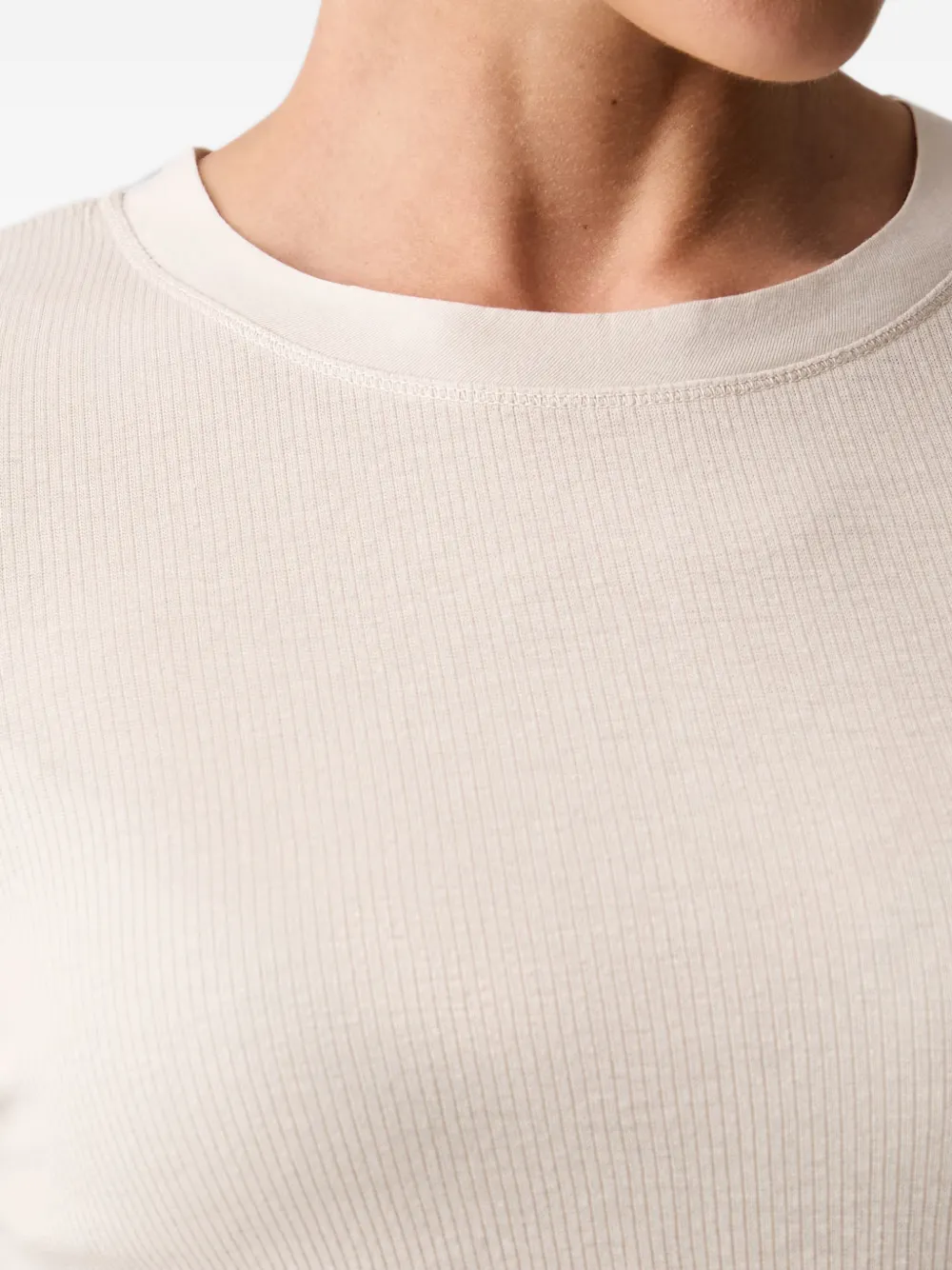 Marc O'Polo Ribgebreid T-shirt Beige