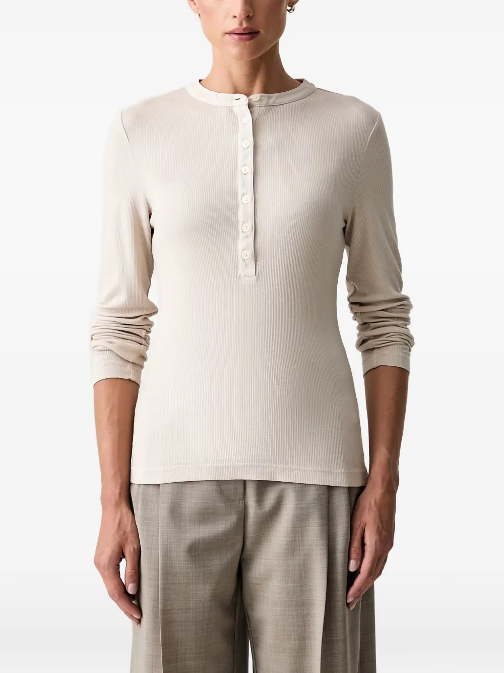 Marc O'Polo ribbed-knit long-sleeve T-shirt - Toni neutri