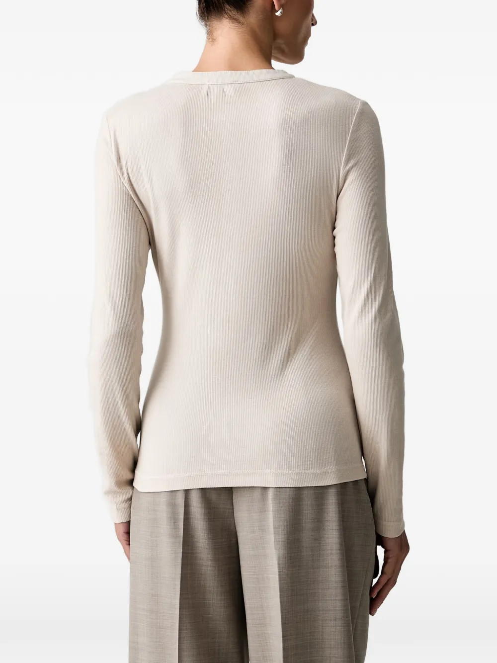Marc O'Polo Ribgebreid T-shirt Beige