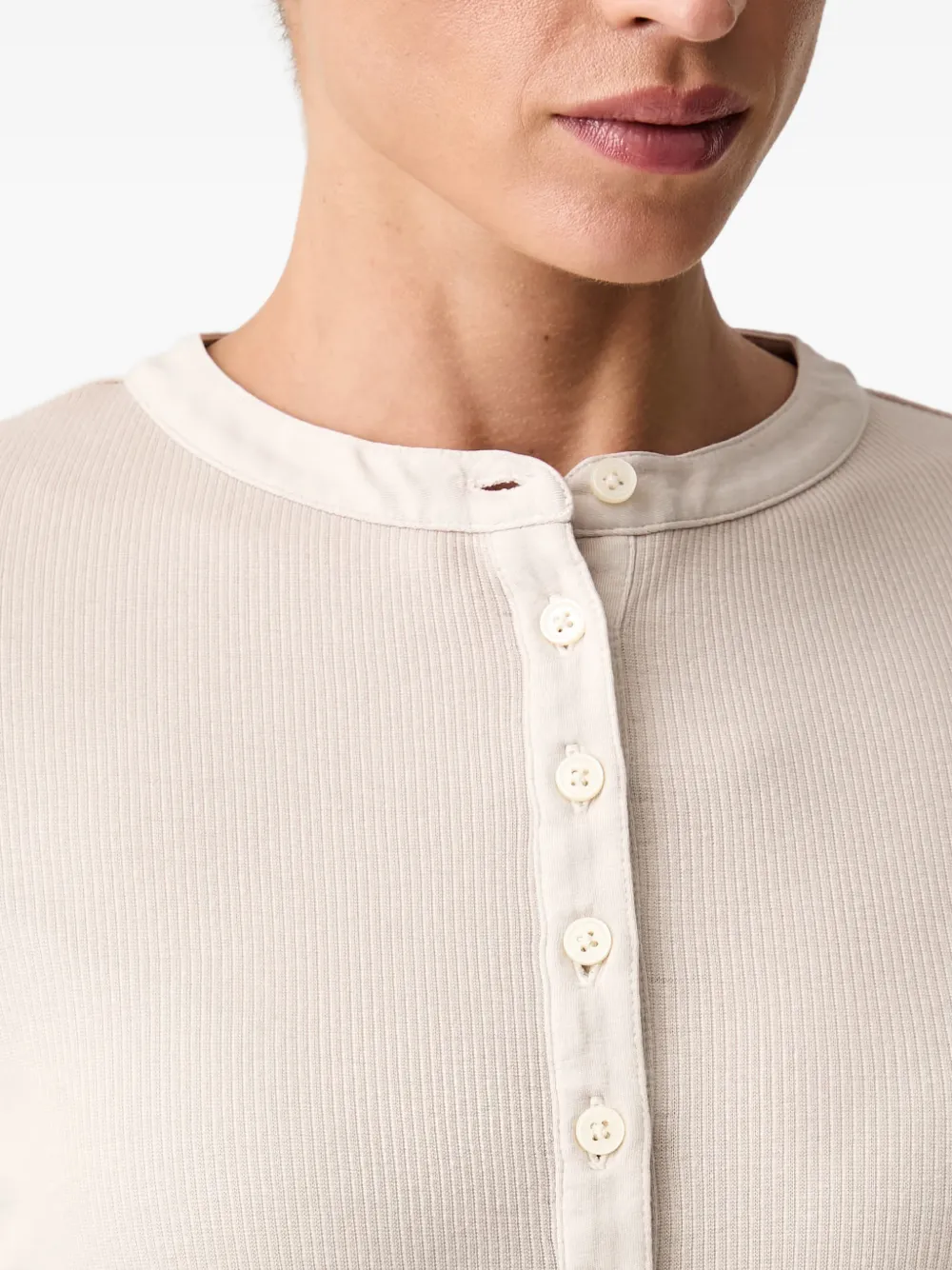 Marc O'Polo Ribgebreid T-shirt Beige