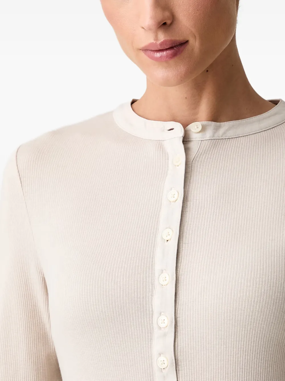 Marc O'Polo Ribgebreid T-shirt Beige