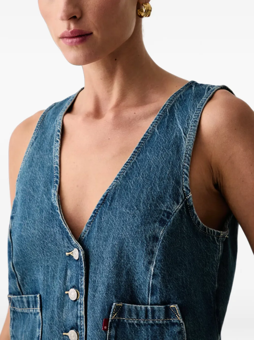 Levi's Denim gilet met V-hals Blauw