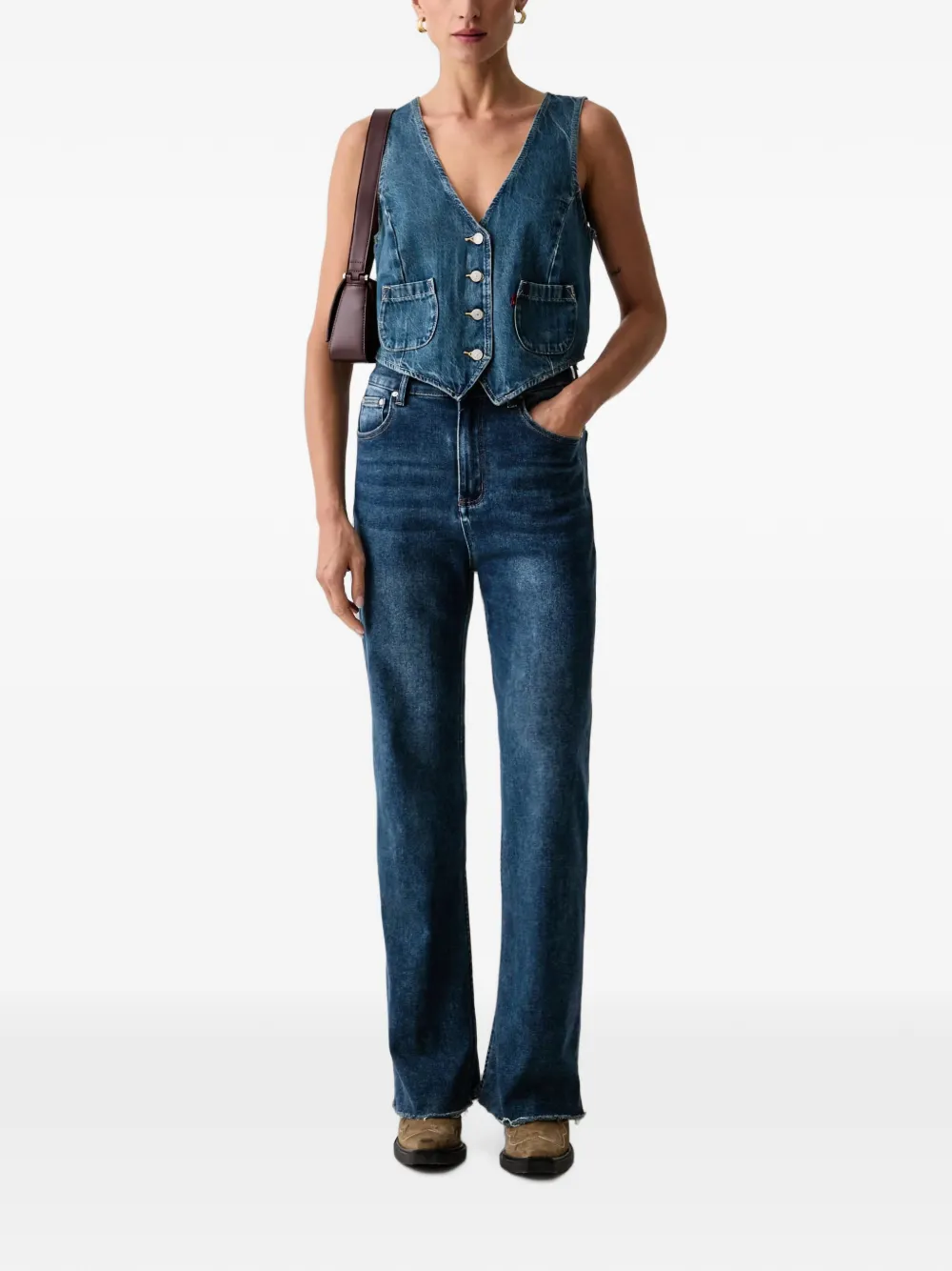 Levi's Denim gilet met V-hals Blauw