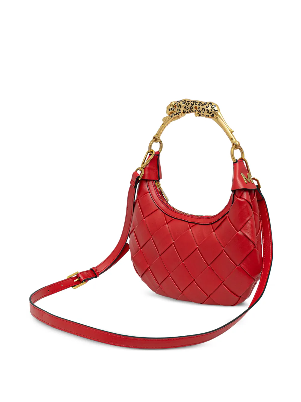 Lola Casademunt Geweven shopper met luipaardhandvat Rood