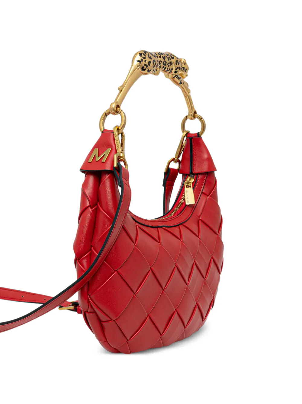 Lola Casademunt Geweven shopper met luipaardhandvat Rood