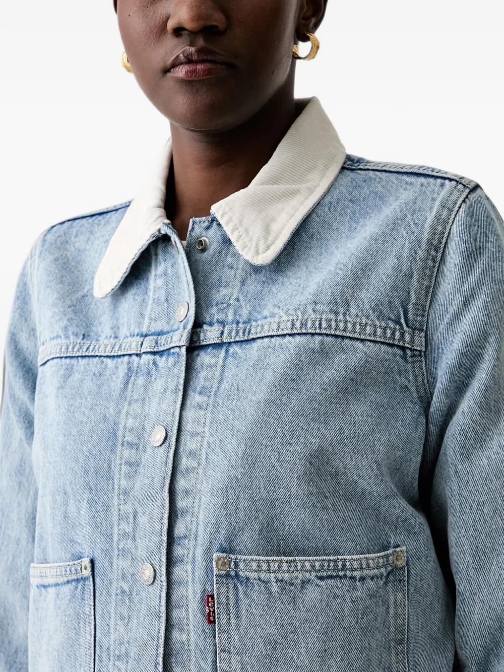 Levi's Utility corduroy-collar denim jacket Blauw