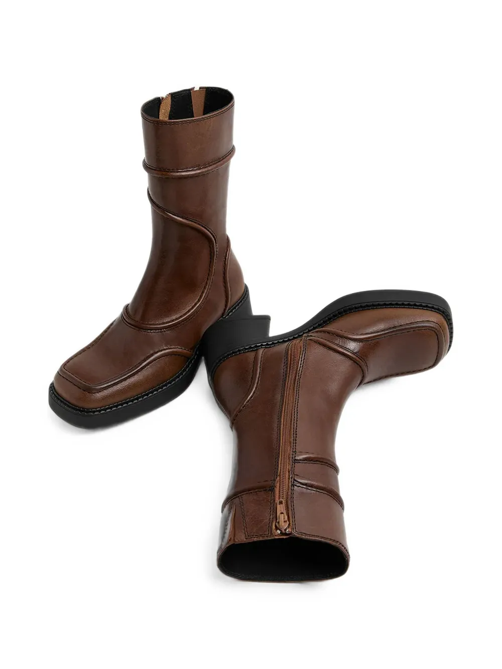 Miista Malene panelled square-toe boots Bruin