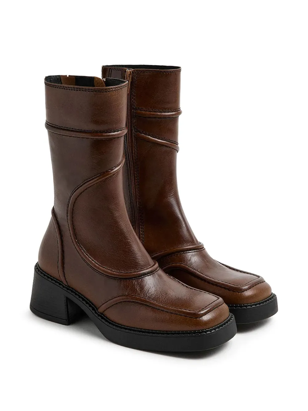 Miista Malene panelled square-toe boots Bruin
