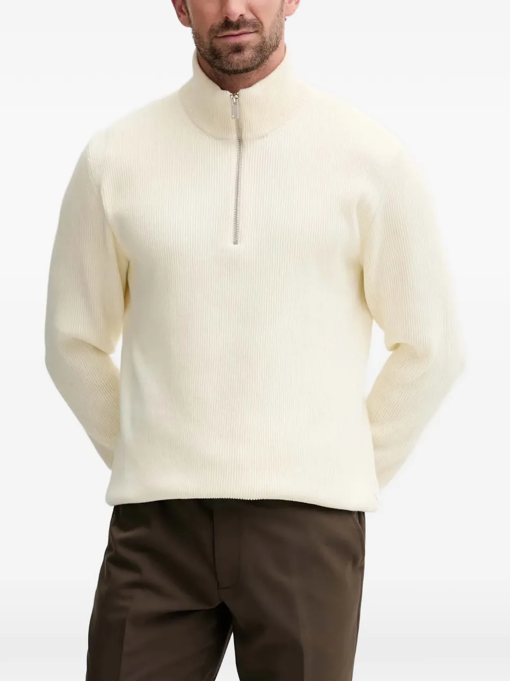 Lindbergh ribbed quarter-zip sweater