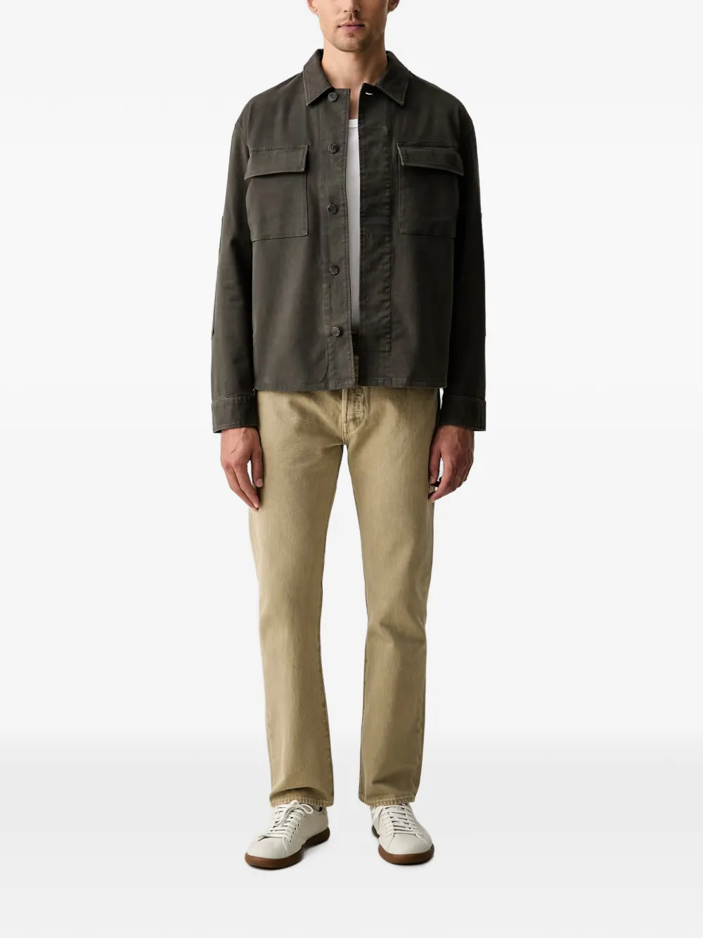 Marc O'Polo Shirtjack met klepzak en lange mouwen Bruin