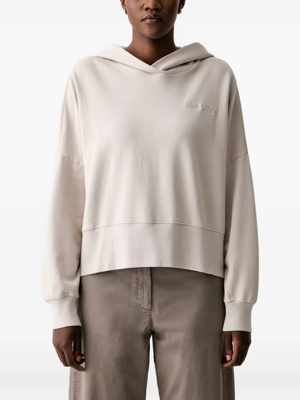 Marc O'Polo logo-embroidered dropped-shoulder hoodie - Toni neutri