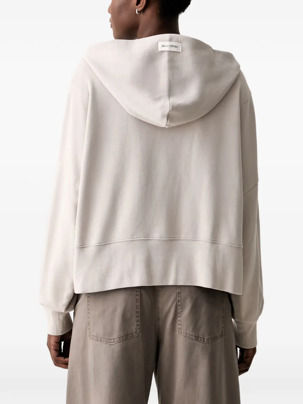 Marc O'Polo Hoodie met geborduurd logo en verlaagde schouders Beige