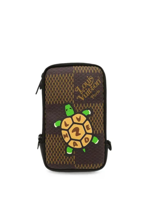 Louis Vuitton Pre-Owned 2020 Nigo Giant Damier Ebene Tortoise Double Phone Pouch crossbody bag