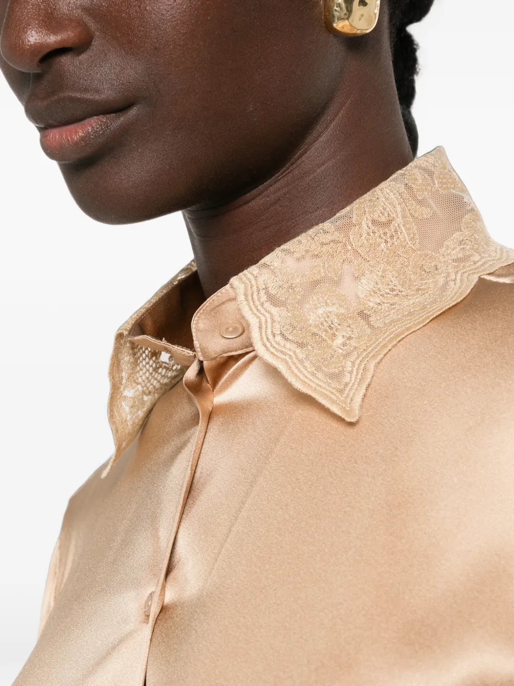 Ermanno Scervino lace-trim shirt Beige