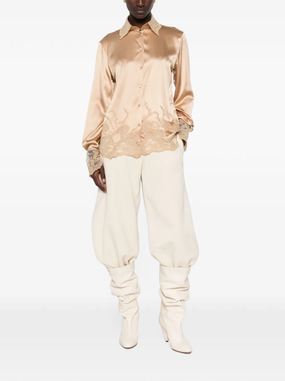 Ermanno Scervino lace-trim shirt Beige