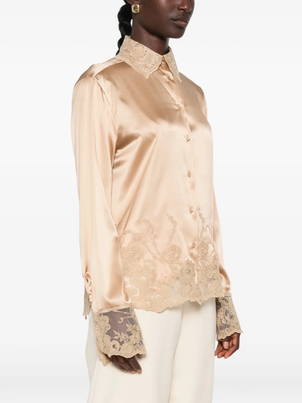 Ermanno Scervino lace-trim shirt Beige