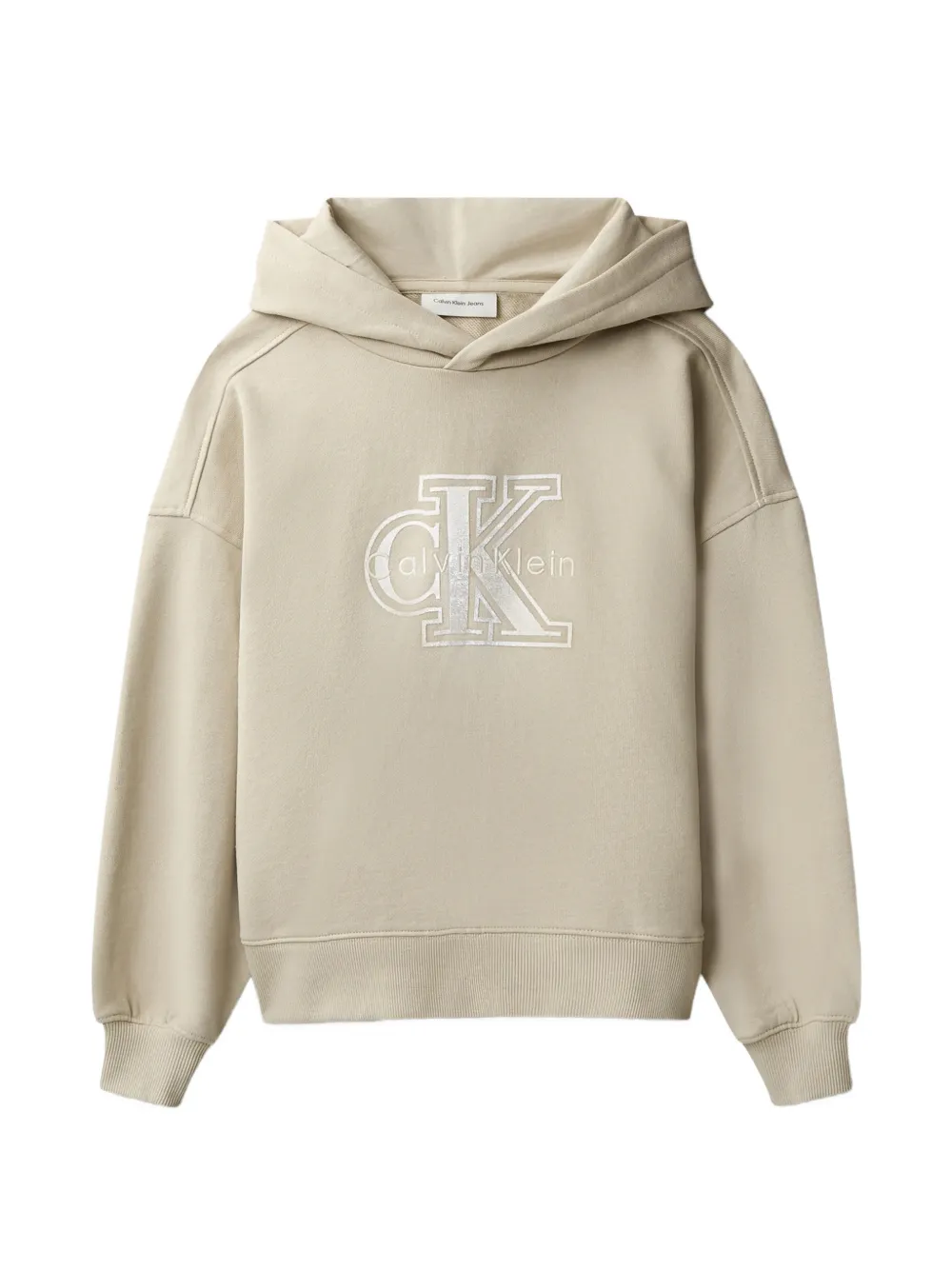 Calvin Klein Kids logo-embroidered hoodie - Toni neutri