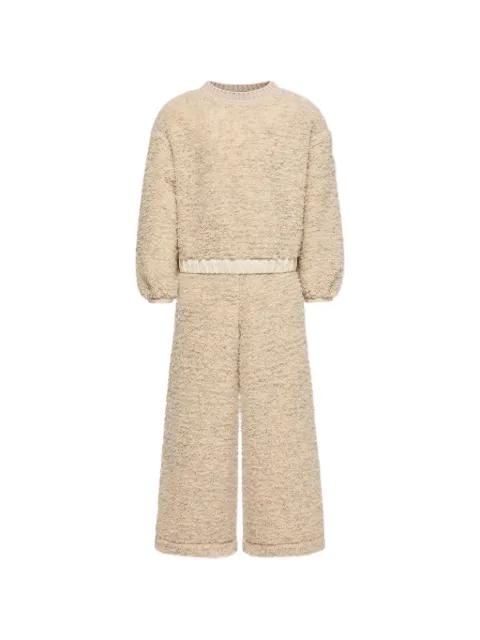 Moncler Enfant Teddy fleece logo-patch tracksuit