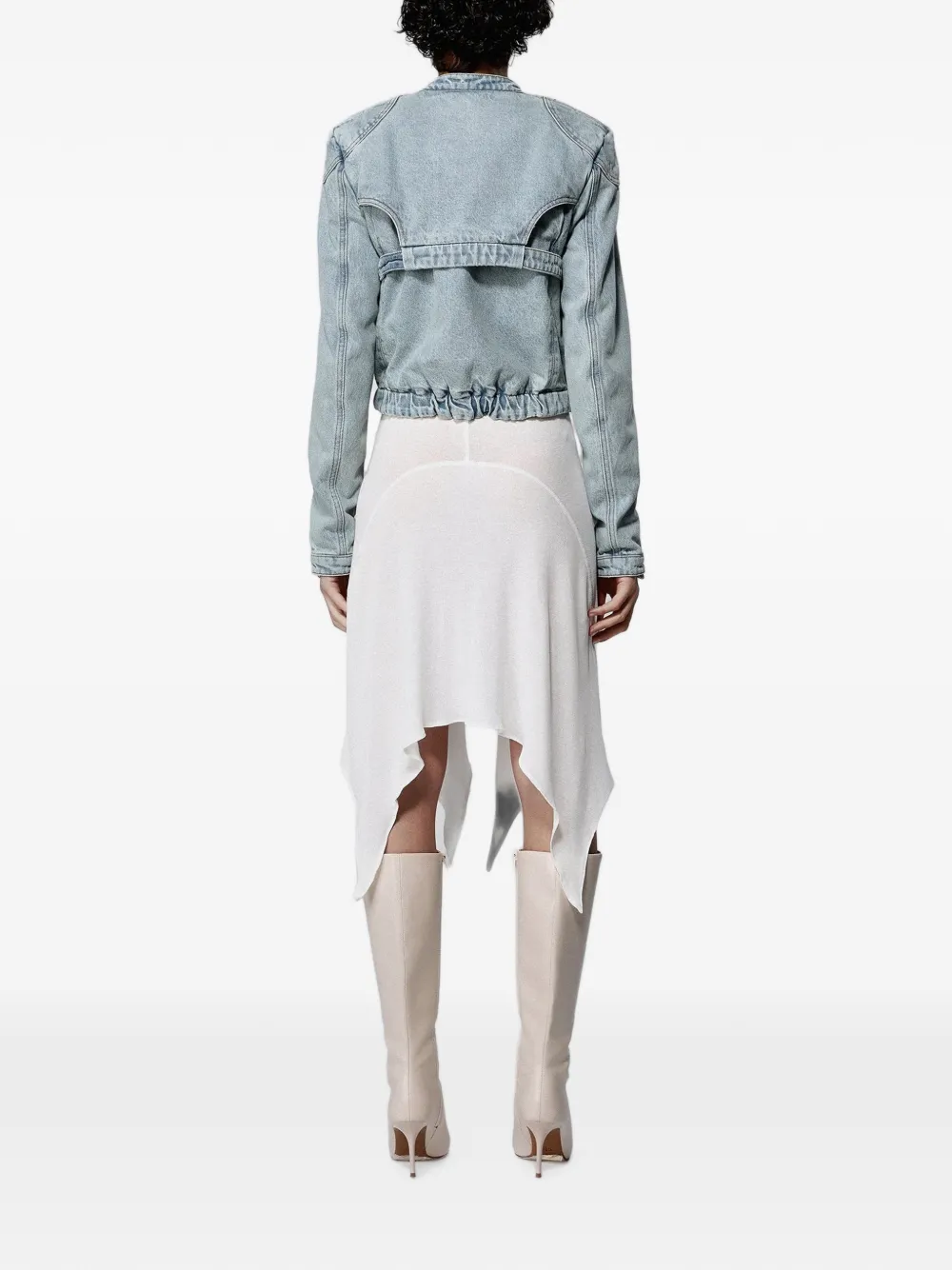 SRVC Studio Denim jack met ritssluiting en uitgesneden details Blauw