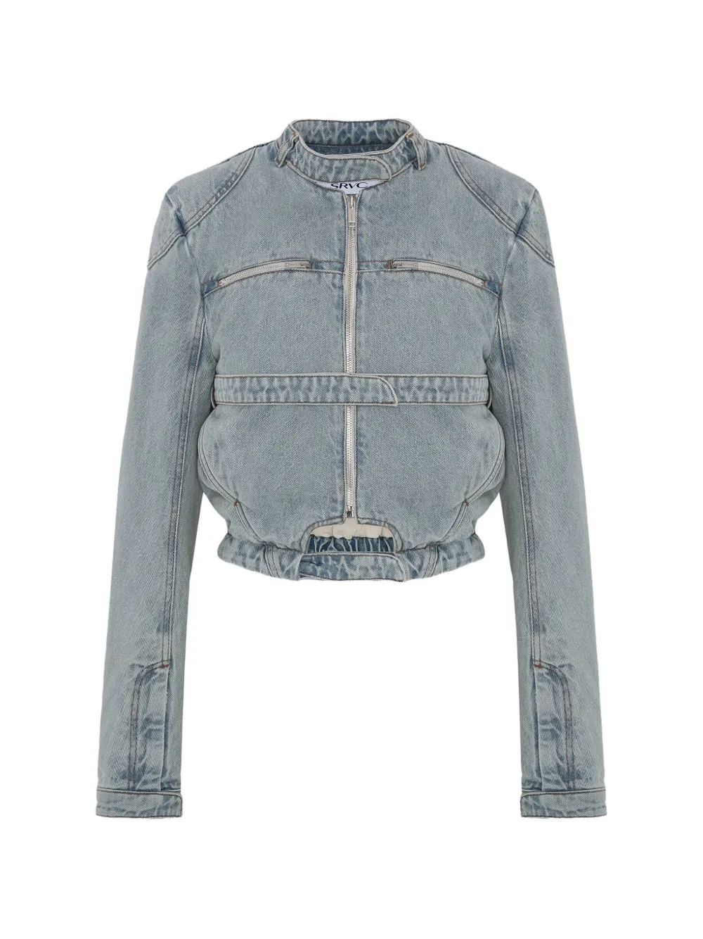 Srvc Studio Zip-fastening Cut-out Denim Jacket In Blue