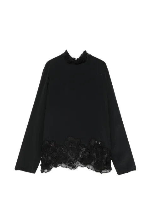 Fabiana Filippi blusa con paneles de encaje y detalle de moño