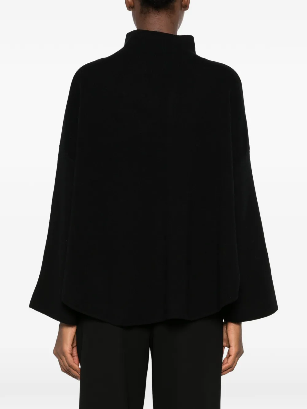 Allude Trui met wijde mouwen en hoge hals Zwart