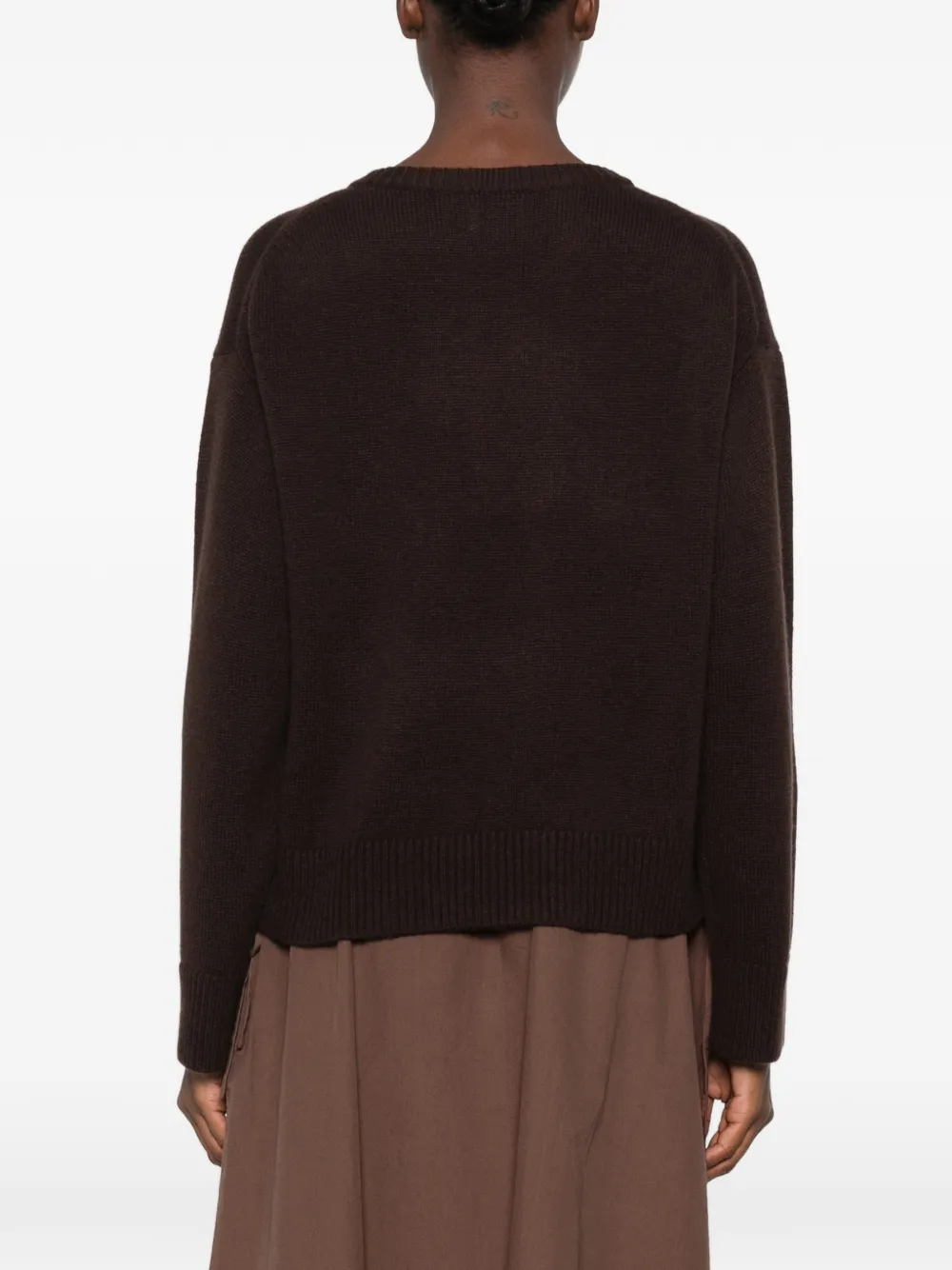 Allude Trui met geribbelde afwerking en ronde hals Bruin