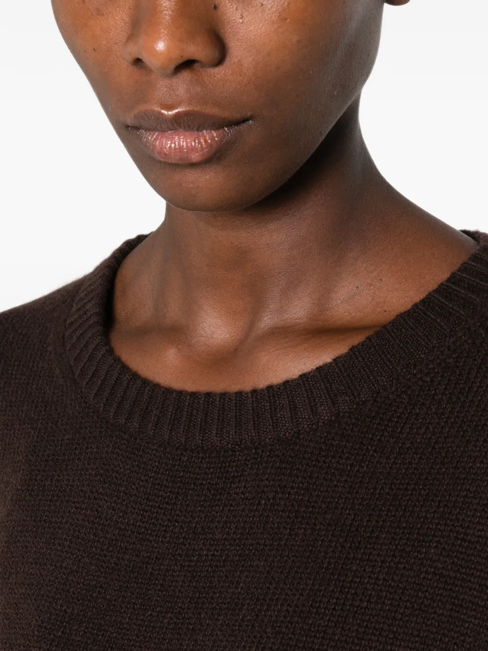Allude Trui met geribbelde afwerking en ronde hals Bruin