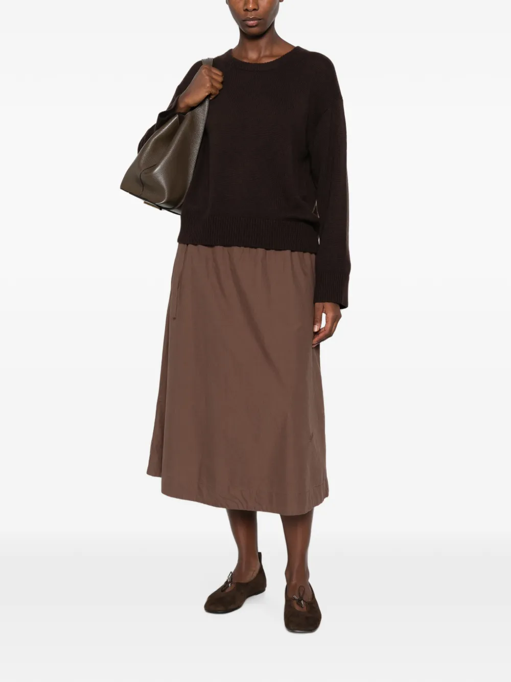 Allude Trui met geribbelde afwerking en ronde hals Bruin