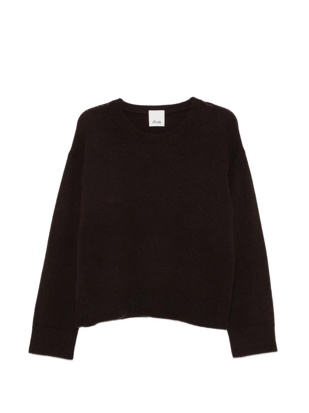 Allude ribbed-trim crew-neck sweater - Brown